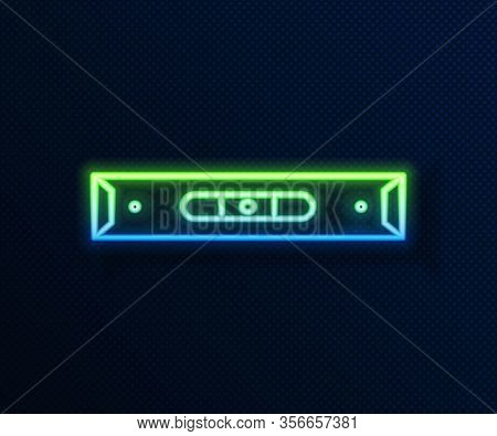 Glowing Neon Line Construction Bubble Level Icon Isolated On Blue Background. Waterpas, Measuring In