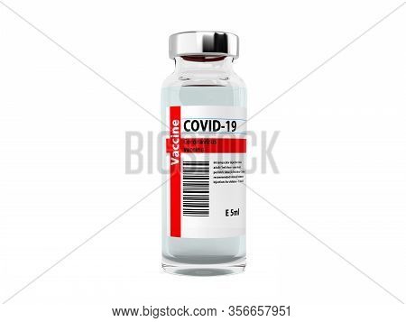 Modern Conceptsingle Ampula Vaccine From Coronavirus 3d Render On White No Shadow