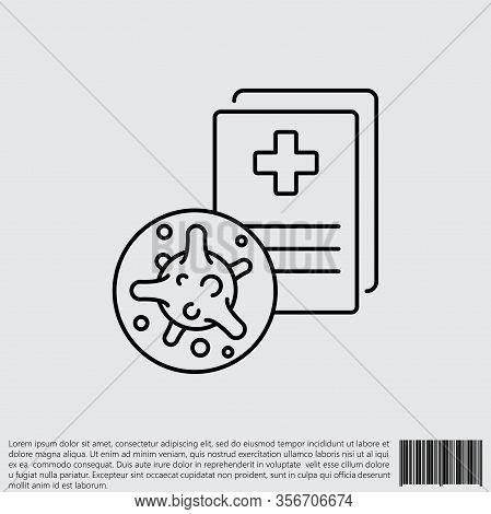 Virus, Bacteria And Medical Form, Document, Certificate Line, Linear Icon, Symbol, Sign. Coronavirus