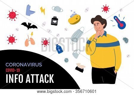 Information Attack And Manipulation Of Attention. A Person Thinks About Infection With Coronavirus. 