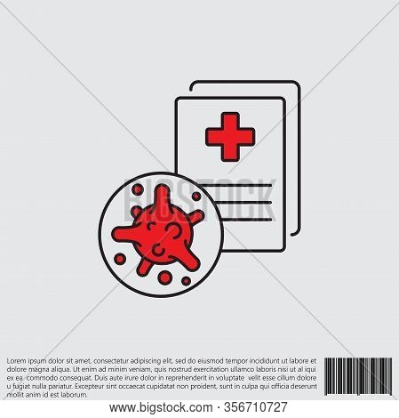 Virus, Bacteria And Medical Form, Document, Certificate Line, Linear Icon, Symbol, Sign. Coronavirus