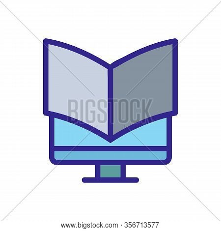 Reading On The Computer Icon Vector. Reading On The Computer Sign. Color Isolated Symbol Illustratio