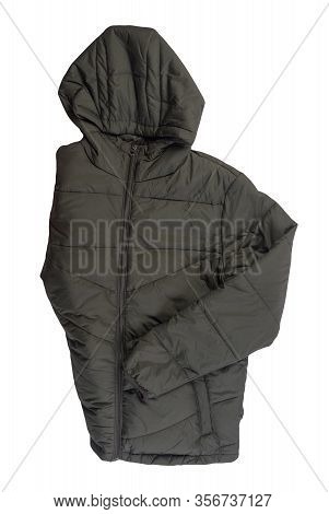 Mens Hakki Jacket In A Hood Isolated On A White Background. Windbreaker Jacket Top View. Casual Styl