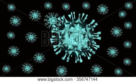 Sars -cov-2 Coronavirus In 3d Rendering. A Dangerous Non- Cellular Infectious Covid-19 Virus That Mu