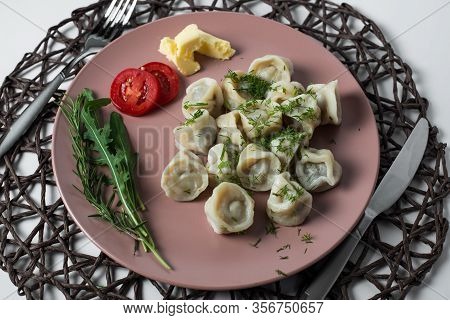 Meat Dumplings, Homemade Traditional Ukrainian Dish Pelmeni