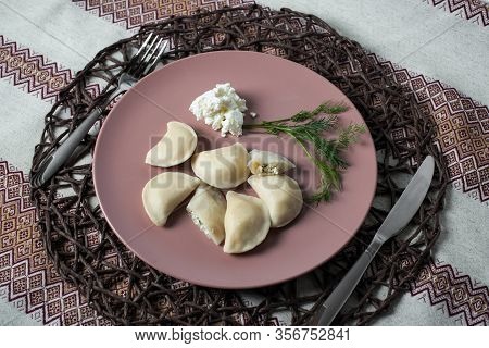 Dumplings With Cheese, Homemade Traditional Ukrainian Dish Varenyky