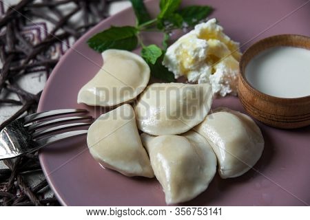 Dumplings With Cheese, Homemade Traditional Ukrainian Dish Varenyky