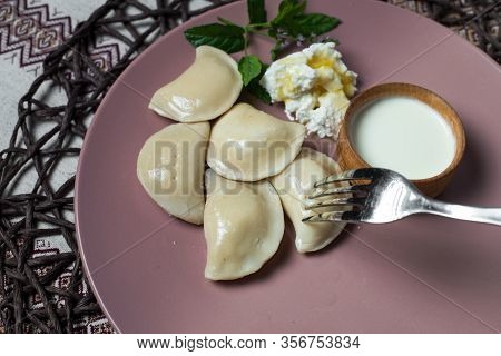 Dumplings With Cheese, Homemade Traditional Ukrainian Dish Varenyky