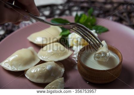 Dumplings With Cheese, Homemade Traditional Ukrainian Dish Varenyky