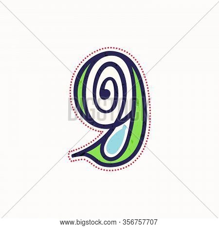 Number Nine Logo In True Celtic Knot-spiral Style. Perfect Typeface For History Identity, Medieval P
