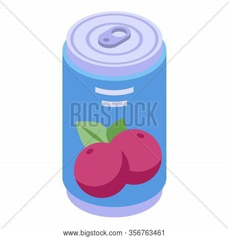 Mangosteen Soda Drink Icon. Isometric Of Mangosteen Soda Drink Vector Icon For Web Design Isolated O