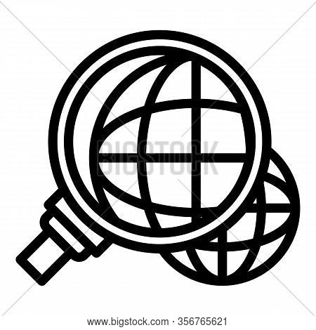 Global Innovation Under Magnifier Icon. Outline Global Innovation Under Magnifier Vector Icon For We