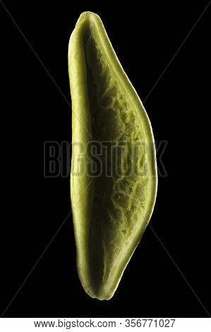 Macro Photo Of Foglie Spinach Pasta Isolated On Black With Clipping Path