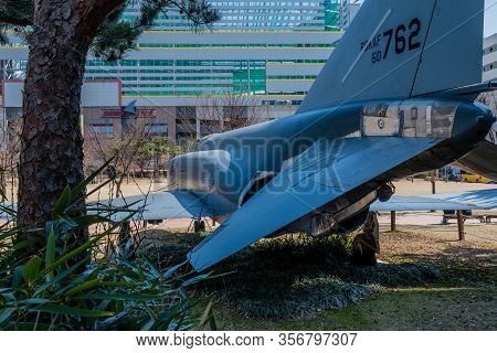 Daejeon, South Korea; March 16, 2020: Rear View Of Mcdonald Douglas Phantom F4 Jet Aircraft At Boram