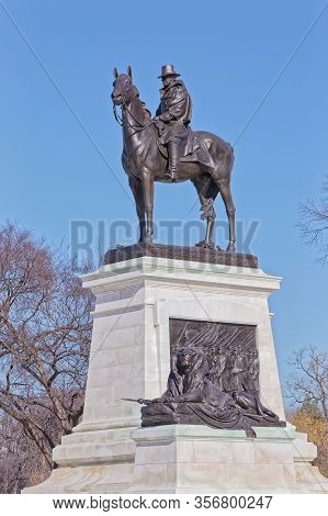 Washington, Usa - January 19, 2018: Ulysses S. Grant On His Horse Cincinnati, 1922 Sculpture Statue 