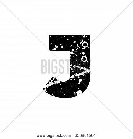 Painted Letter J. Grunge Alphabet Font. Abstract Handmade Sans Serif Typeface. Distress Textured Abc