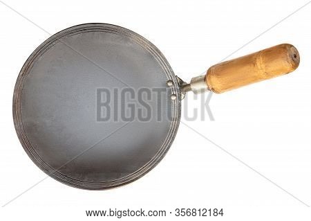 Indian Iron Tawa Or Pan To Prepare Chapati, Roti Isolated On White Background