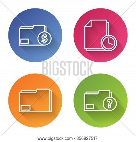 Set Line Finance Document Folder, Document With Clock, Document Folder And Unknown Document Folder. 