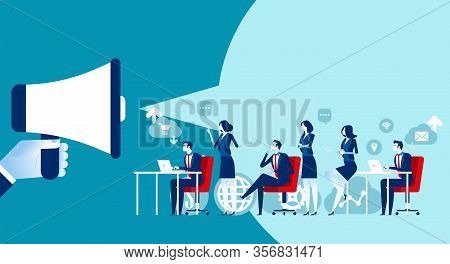 Social Media Marketing. Concept Business Market Vector Illustration, Megaphone, Digital Business Adv
