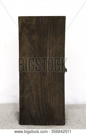 Closed Fancy Oak Wood Box Useful For Many Uses Isolated On White Background