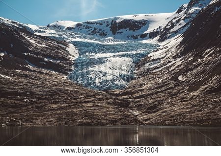Beautiful Scenery On The Mountains And The Glacier Svartisen Landscape In Norway Scandinavian Nature