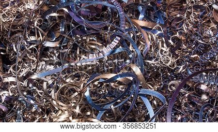 Colored Shavings. Background, Or Screensaver Of Colored Metallic Chips.abstract Color Background Of 