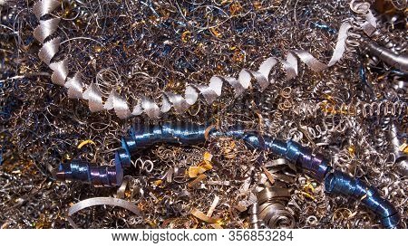 Colored Shavings. Background Or Screensaver Of Colored Metallic Chips.abstract Color Background Of M
