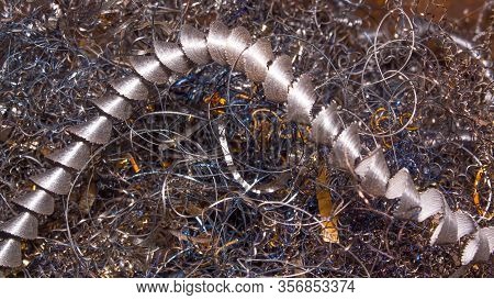 Colored Shavings. Wallpaper Or Screensaver Of Colored Metallic Chips.abstract Color Background Of Me