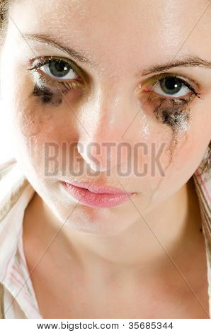 unhappy girl is looking angrily/ art