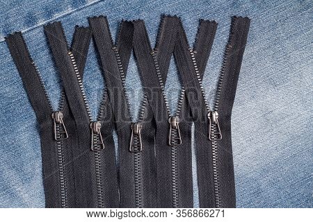Pack A Lot Of Black Metal Brass Zippers Stripes With Sliders Pattern For Handmade Sewing Tailoring L