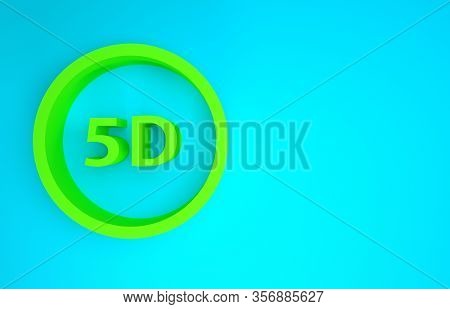 Green 5d Virtual Reality Icon Isolated On Blue Background. Large Three-dimensional Logo. Minimalism 