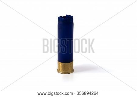 Casings Shotgun Cartridges Blue Isolated On White Background