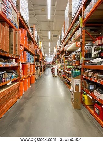 The Home Depot Store Department Section Aisles In San Diego, California, Usa. The Home Depot Is The 