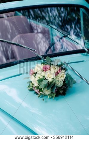Beautiful Wedding Bouquet Of The Bride Of White Roses