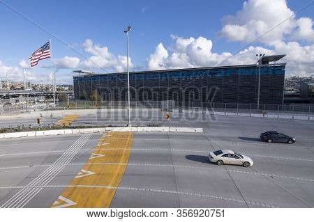 San Ysidro, California, Usa - March 20, 2020: New San Ysidro Port Of Entry Employee Parking Structur