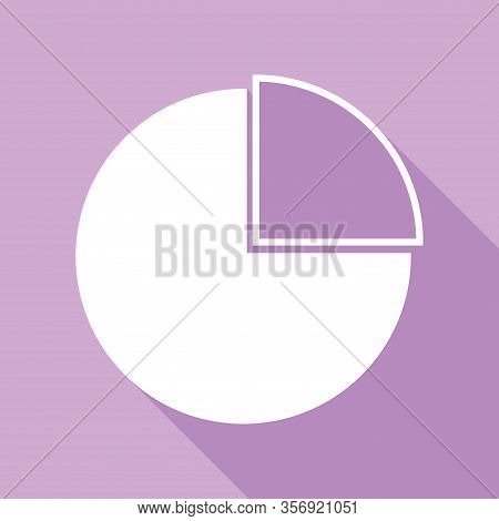 Diagram Sign. White Icon With Long Shadow At Purple Background. Illustration.