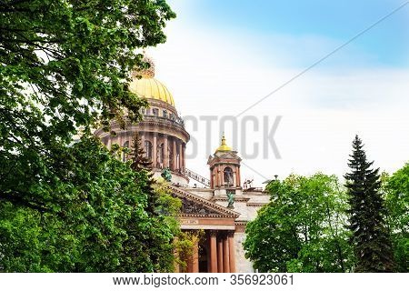 St. Isaacs Cathedral Through Trees Of Aleksandrovskiy Sad Garden