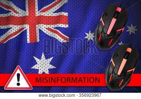 Australia Flag And Two Computer Mouses. Misinformation During Coronavirus Or 2019-ncov Virus Concept