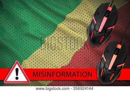 Congo Flag And Two Computer Mouses. Misinformation During Coronavirus Or 2019-ncov Virus Concept