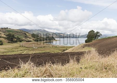 Aquitania, Boyaca / Colombia; April 8, 2018: Rural Andean Landscape, Tota, The Largest Colombian Lak