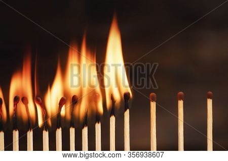 Preventing The Spread Of Viruses, Infectious Diseases Or Fire. Safe Distance, Stopping The Domino Ef