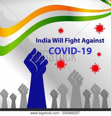 Corona Virus Fight Back Poster. India Will Fight Against Covid-19 Social Media Post. Vector Illustra