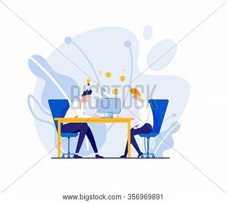 Two Frustrated Colleagues, Desperately Searching For Way Out. Partners At Blind Alley, Going Bankrup