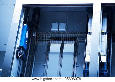 Lift Welding Elevator Fasteners In Lift Shaft.