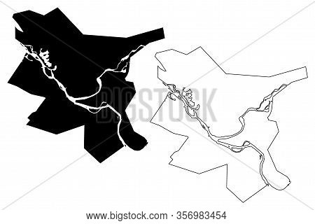 Oskemen City (republic Of Kazakhstan, East Kazakhstan Region) Map Vector Illustration, Scribble Sket