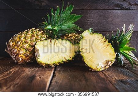 Pineapple. Healthy Pineapple. Fresh Pieces Of Pineapple Fruit.