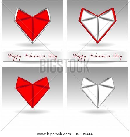 Origami cuore rosso e bianco colore