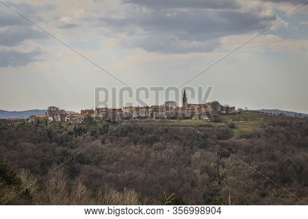 View Of Picturesque Village Draguc, On The Doorstep Of Spring,  Istria, Croatia
