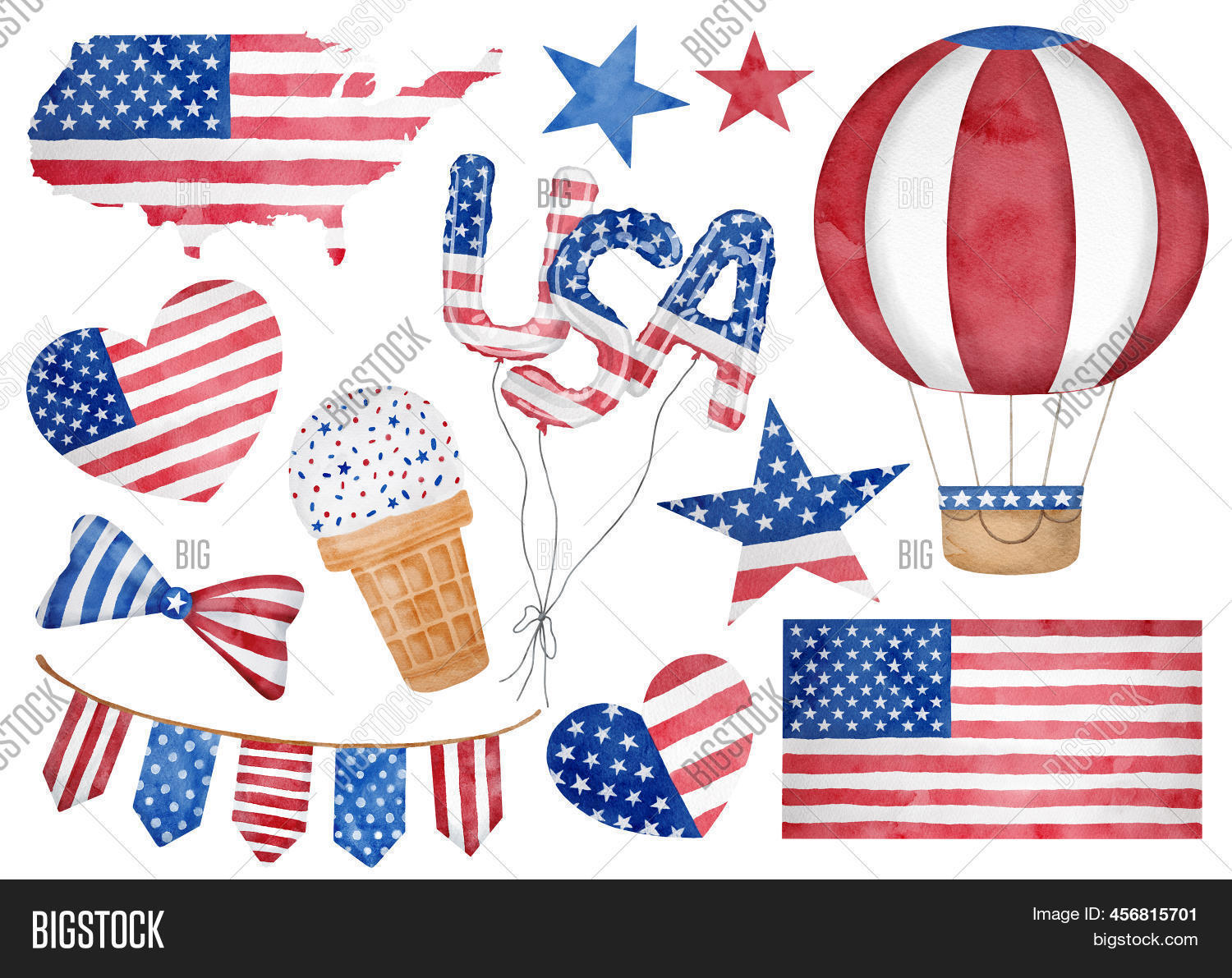 4th July Watercolor Image & Photo (Free Trial) Bigstock