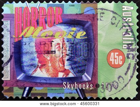 AUSTRALIA - CIRCA 1998: A stamp printed in Australia dedicated to Horror Movie shows skyhooks